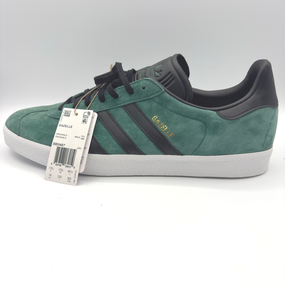Adidas Gazelle Collegiate Green Core Black Suede Sneakers BB5487 Mens 14 - Picture 7 of 16